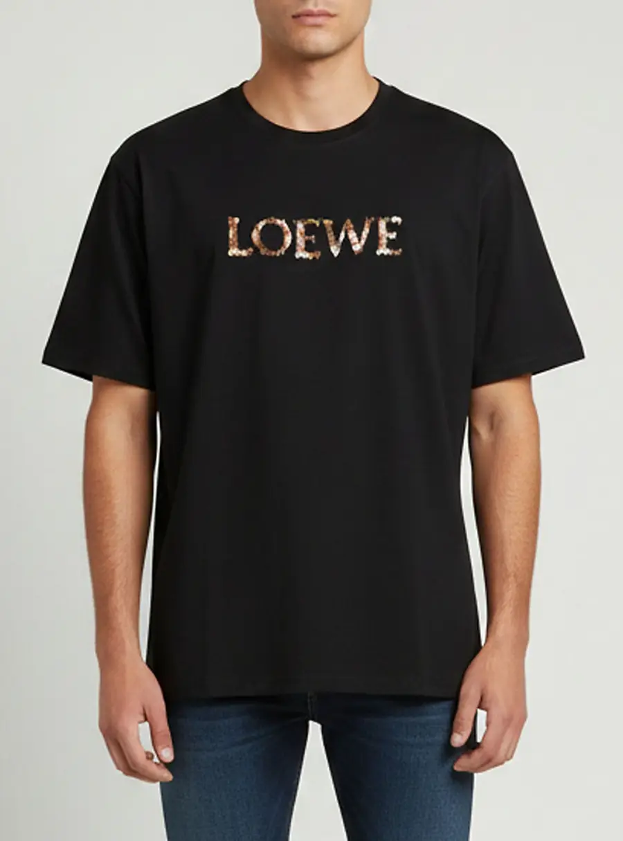 Loewe Black Anagram Embroidered Cotton Relaxed Fit T-Shirt XXL