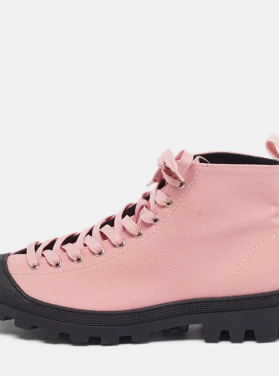 Loewe Size 43 Pink Canvas Ankle Length Boots