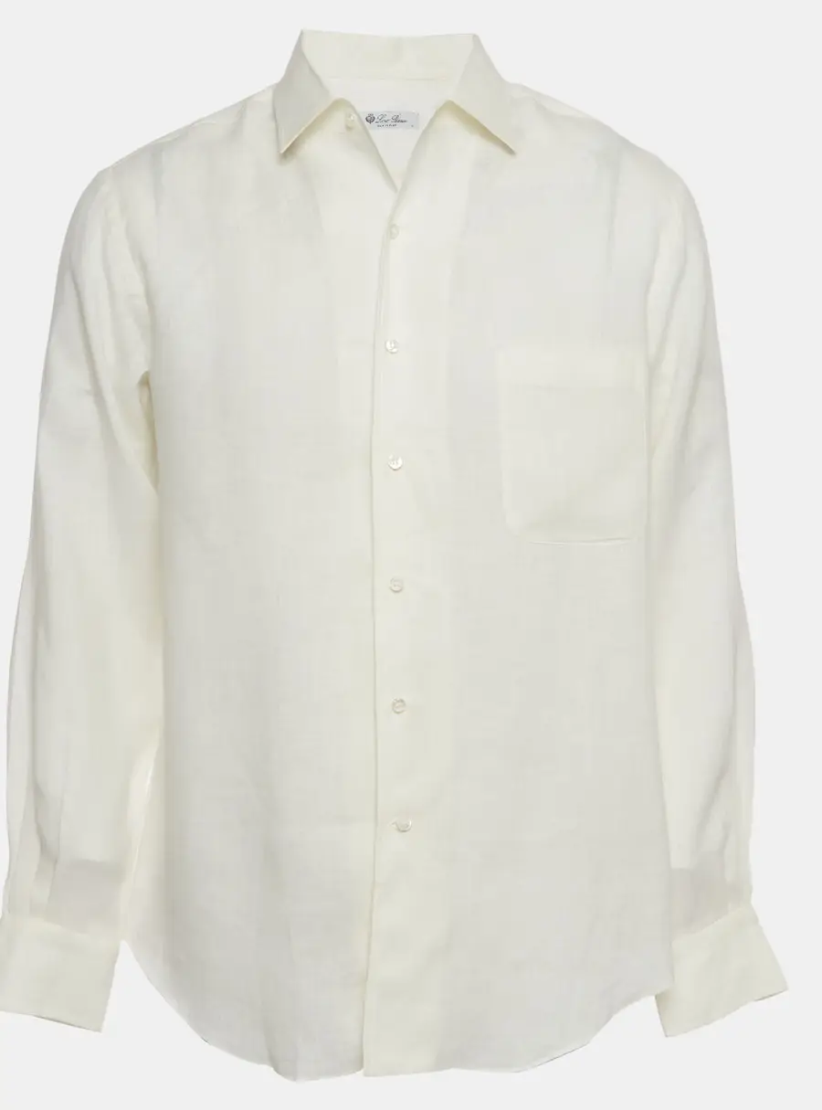 Loro Piana White Linen Button Down Andre Shirt L