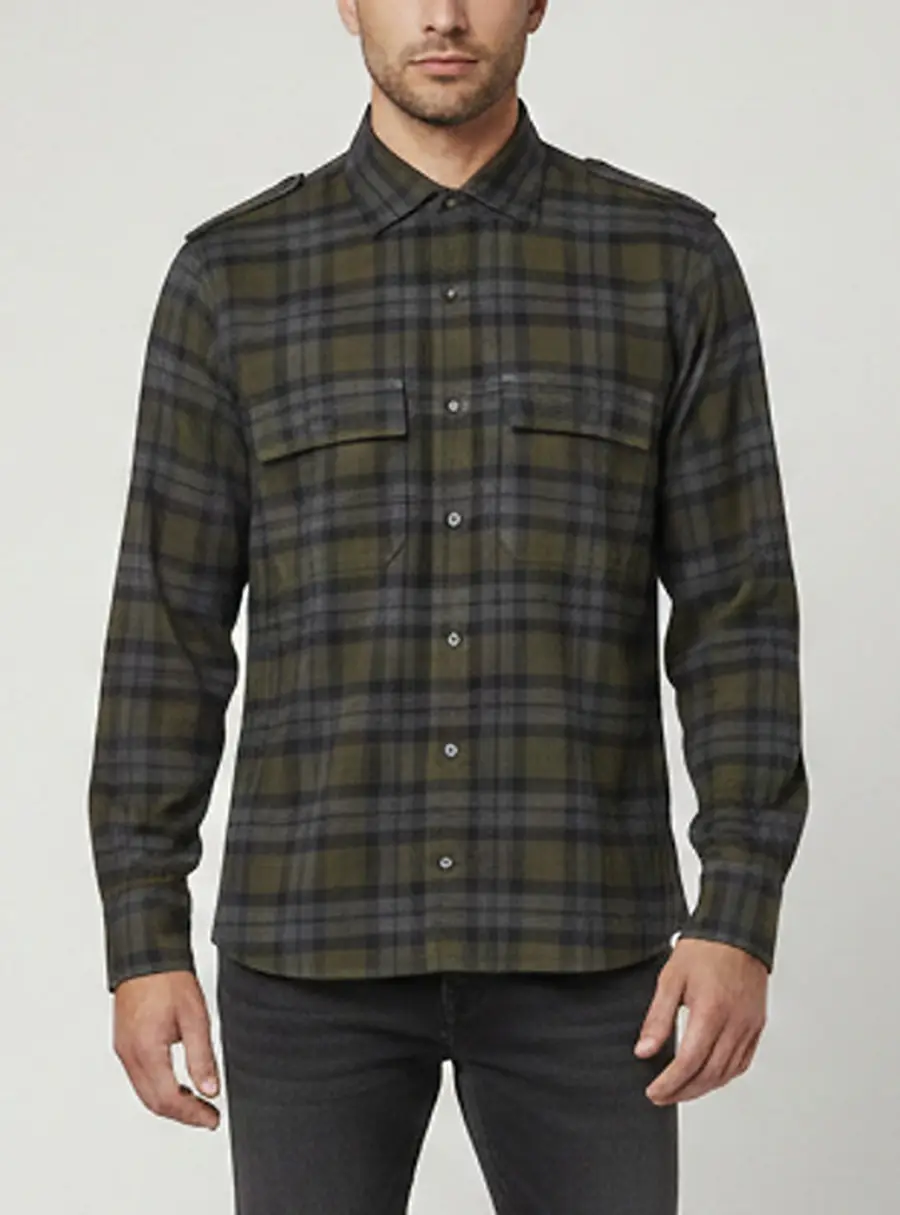 Loro Piana Grey/Green Plaid Cotton Caral Overshirt M