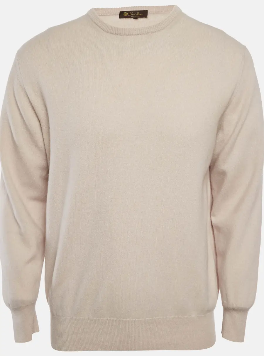 Loro Piana Beige Cashmere Crewneck Sweater XXL
