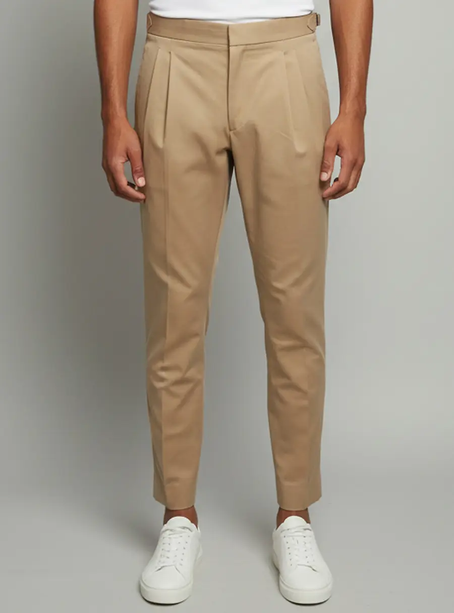 Loro Piana Beige Gabardine Pleated Trousers L