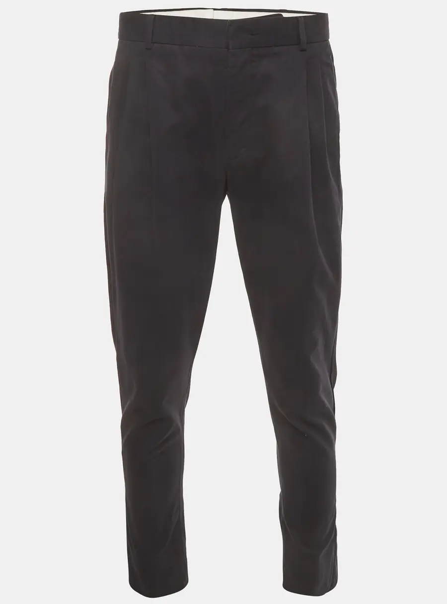Loro Piana Navy Blue Gabardine Pleated Trousers M