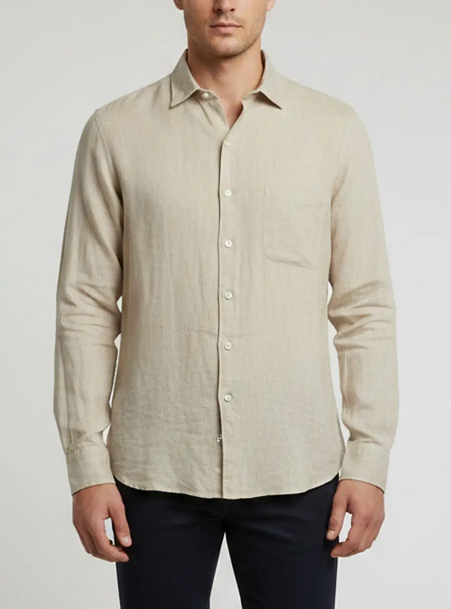 Loro Piana Beige Linen Button-Down Andr&eacute; Shirt L