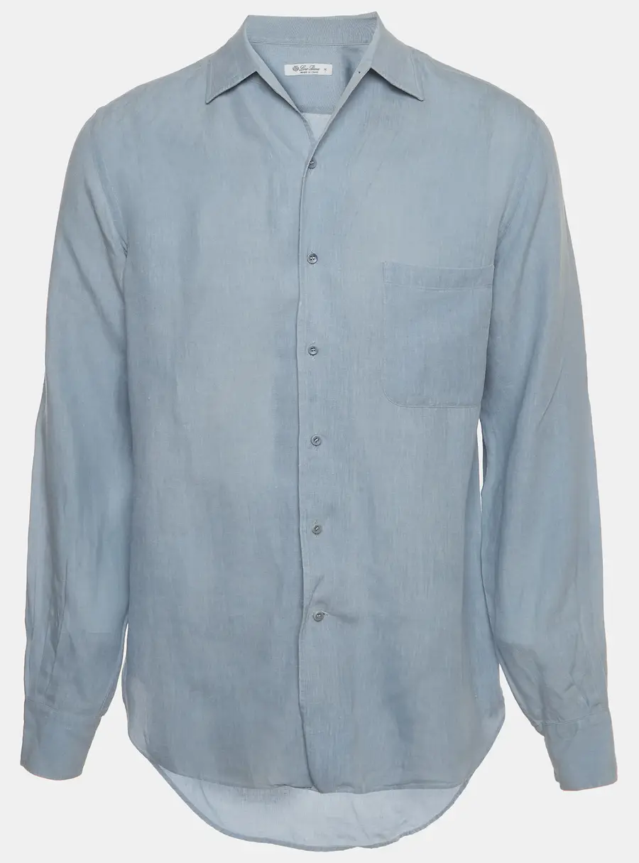 Loro Piana Light Blue Linen Button-Down André Shirt M
