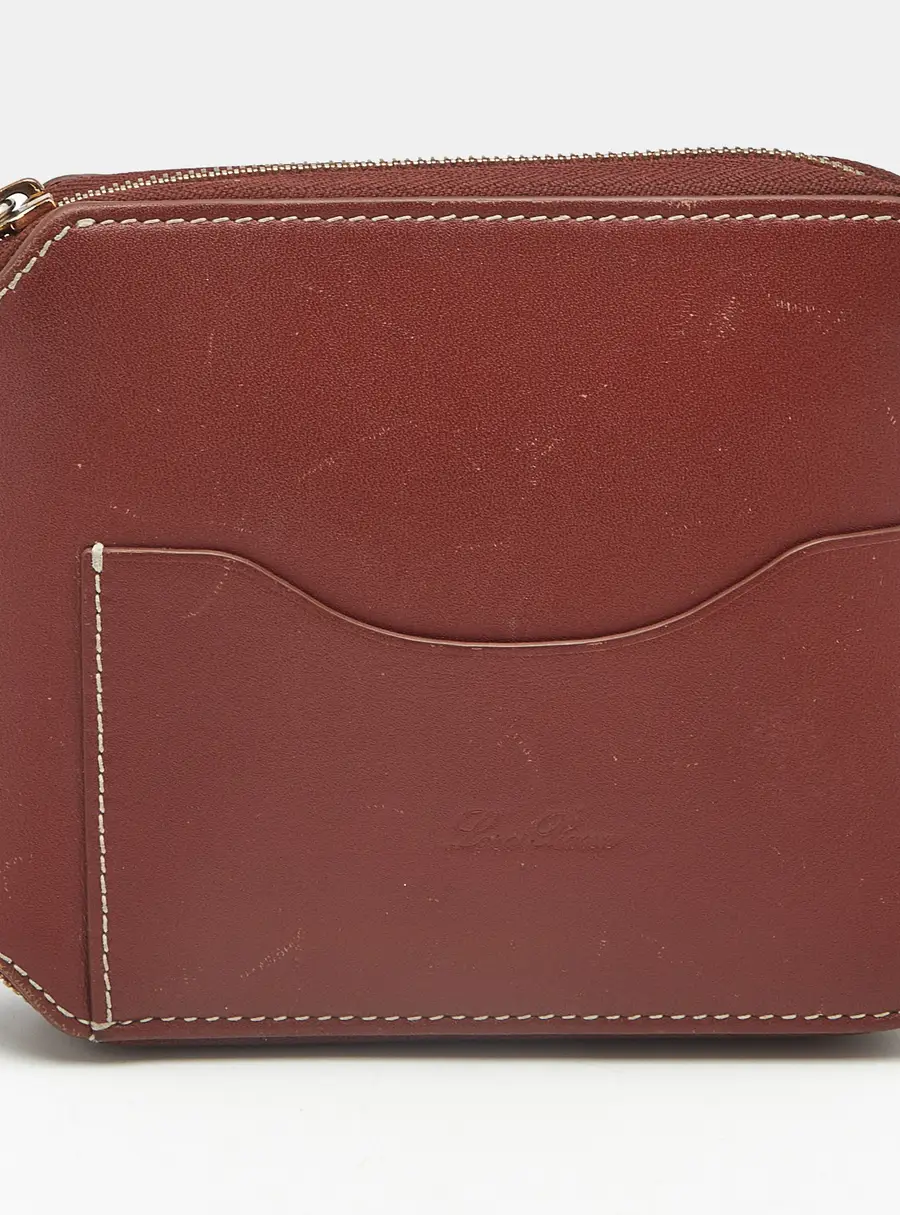 Loro Piana Zip Around Brown Leather Bifold Wallet