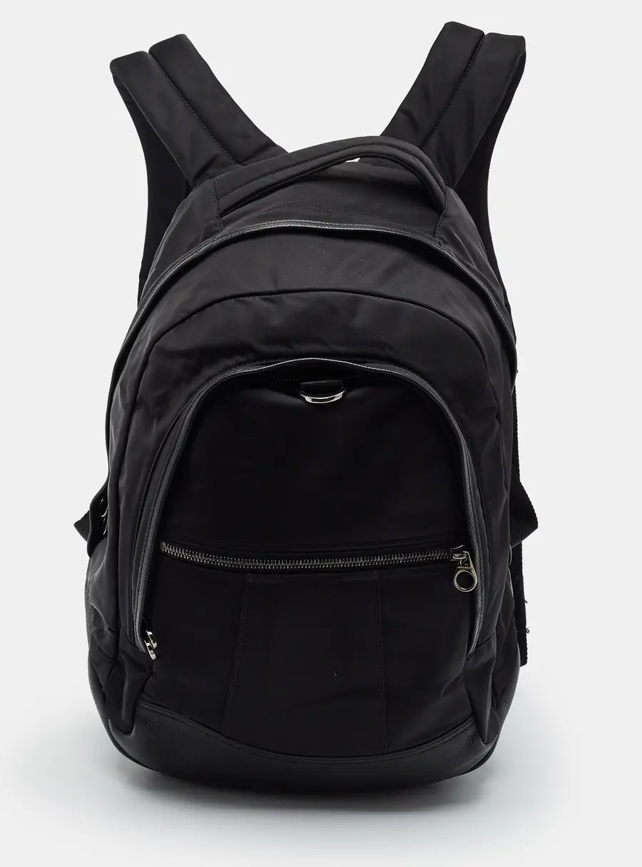 Loro Piana Pioneer Black Leather and Nylon Backpack