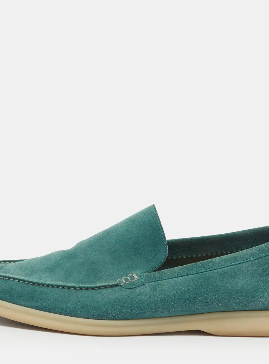 Loro Piana Summer Walk Size 41 Green Suede Loafers