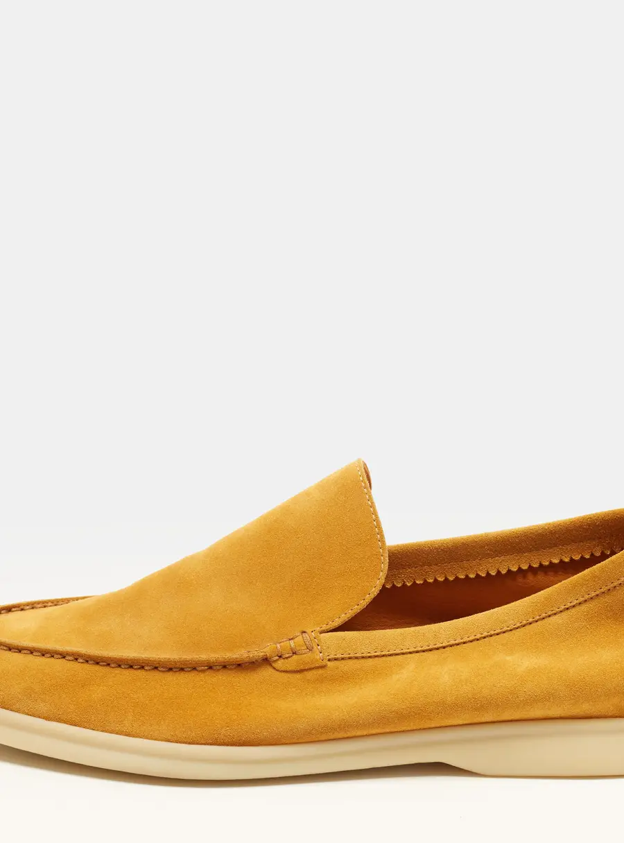 Loro Piana Summer Walk Size 44.5 Yellow Suede Loafers