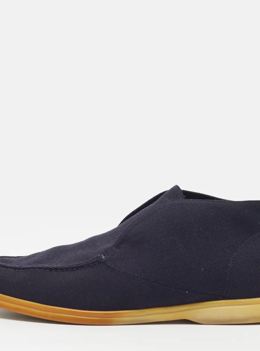 Loro Piana Open Walk Size 44 Navy Blue Knit Fabric Ankle Length Boots
