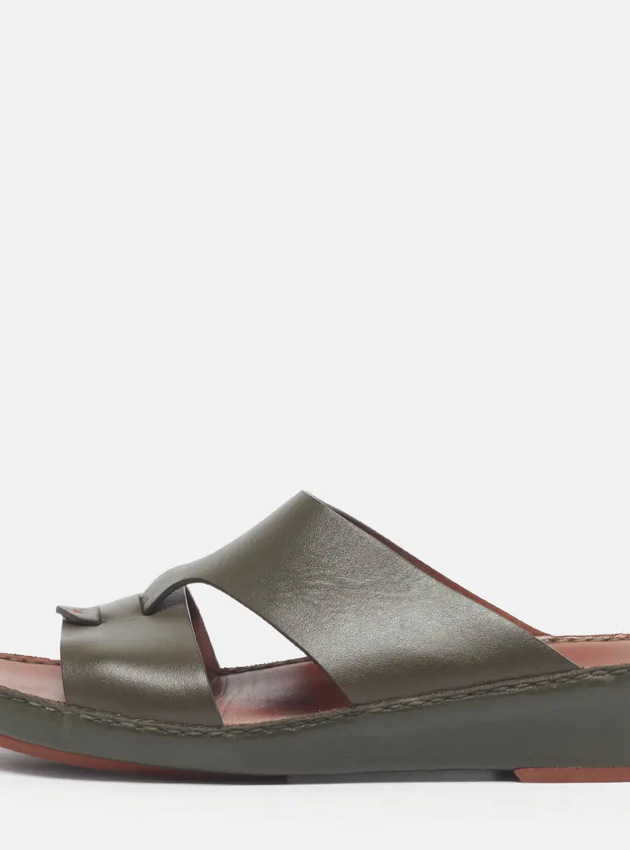 Loro Piana New Buckle Size 43.5 Green Leather Slide Sandals
