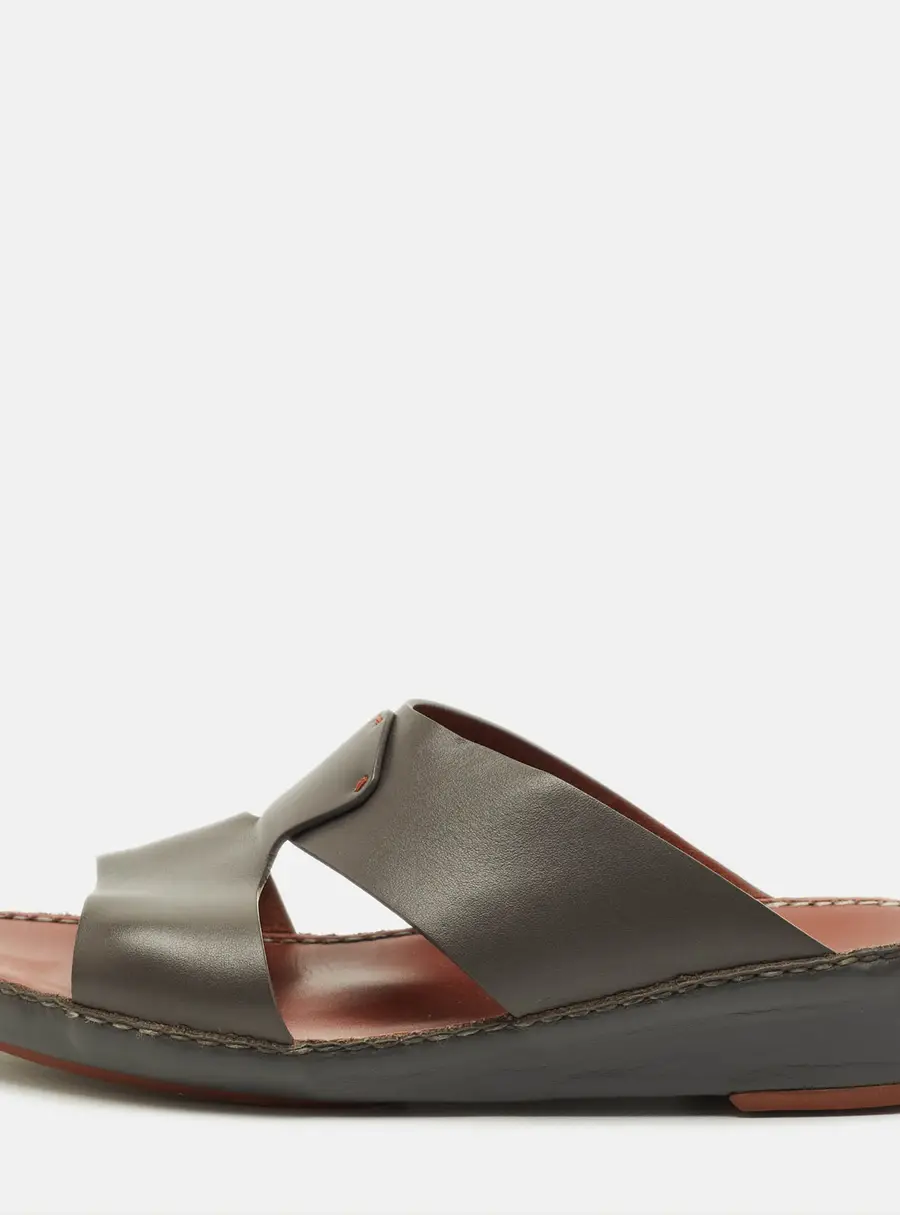 Loro Piana New Buckle Size 43.5 Grey Leather Slide Sandals