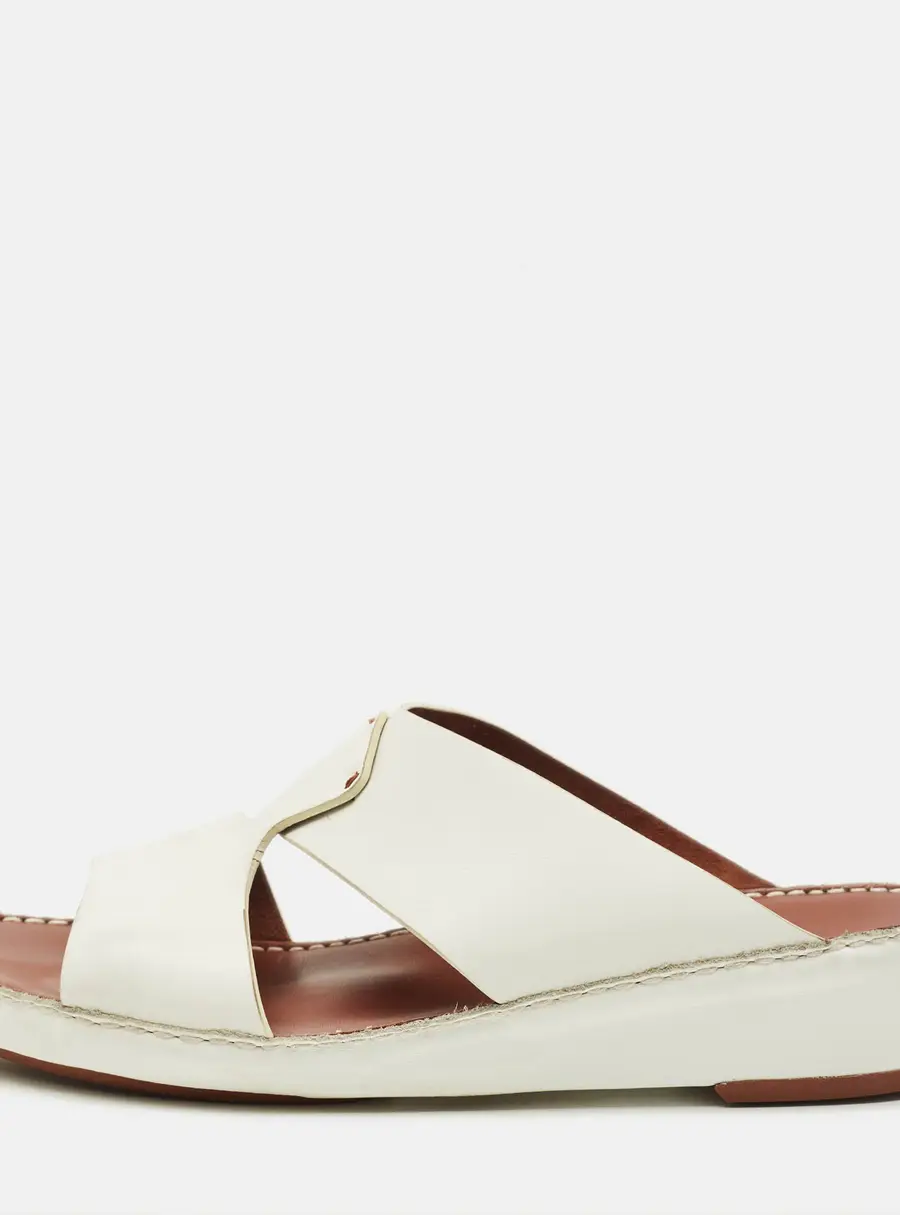 Loro Piana New Buckle Size 43.5 White Leather Slide Sandals