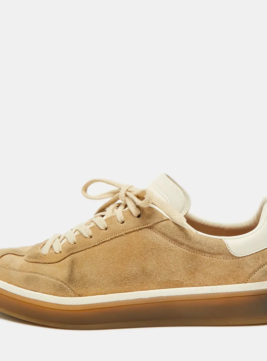 Loro Piana Tennis Walk Size 40 Beige/Cream Suede Low Top Sneakers