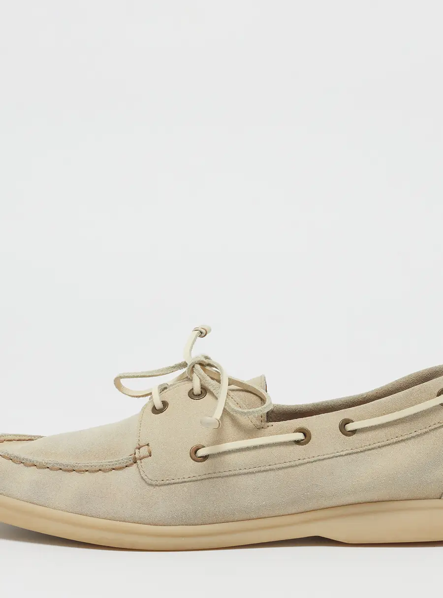 Loro Piana Sea-Sail walk Size 42 Cream Suede Loafers & Moccasins