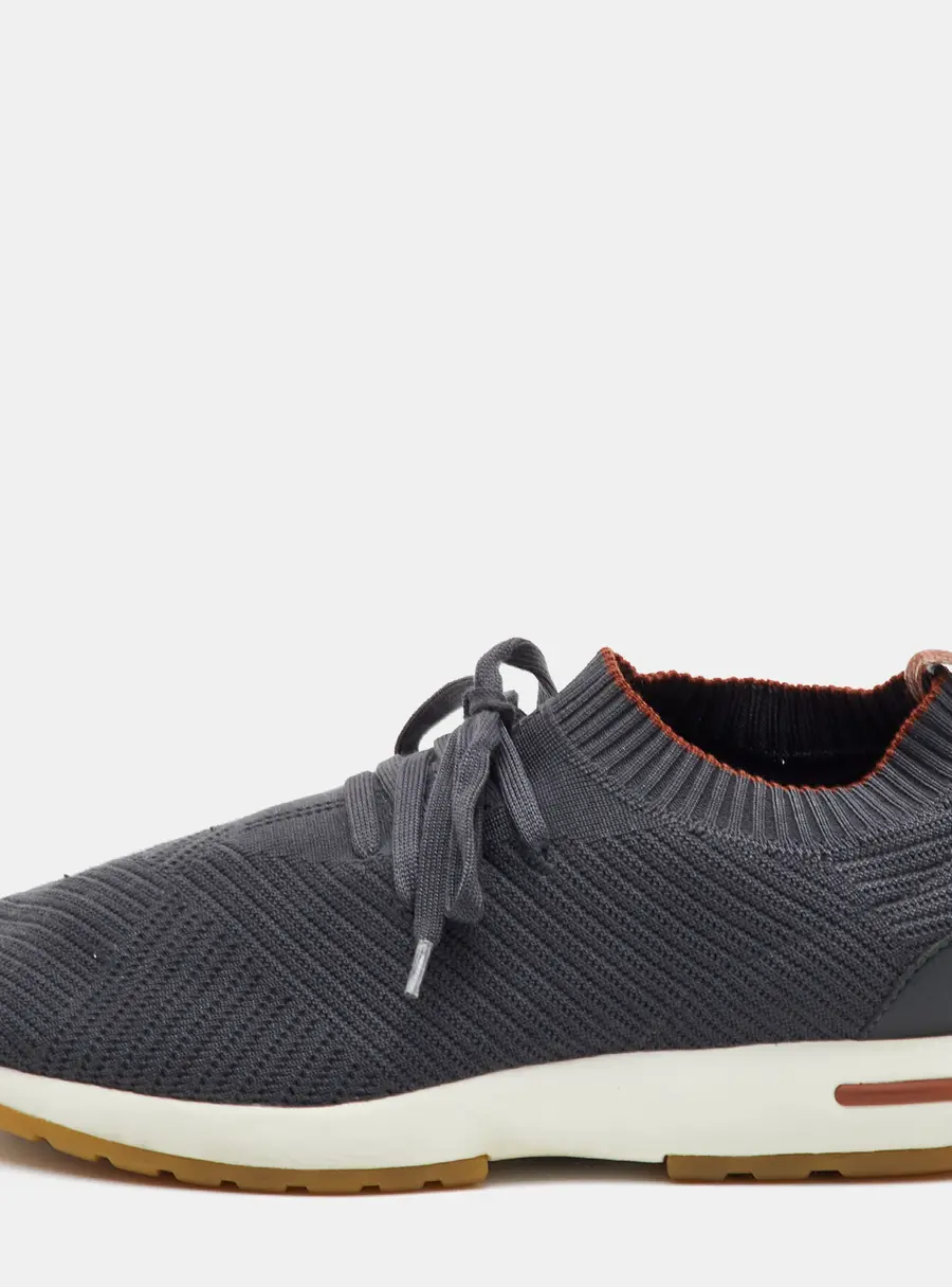 Loro Piana 360 LP Flexy Walk Size 40 Grey Knit Fabric Low Top Sneakers