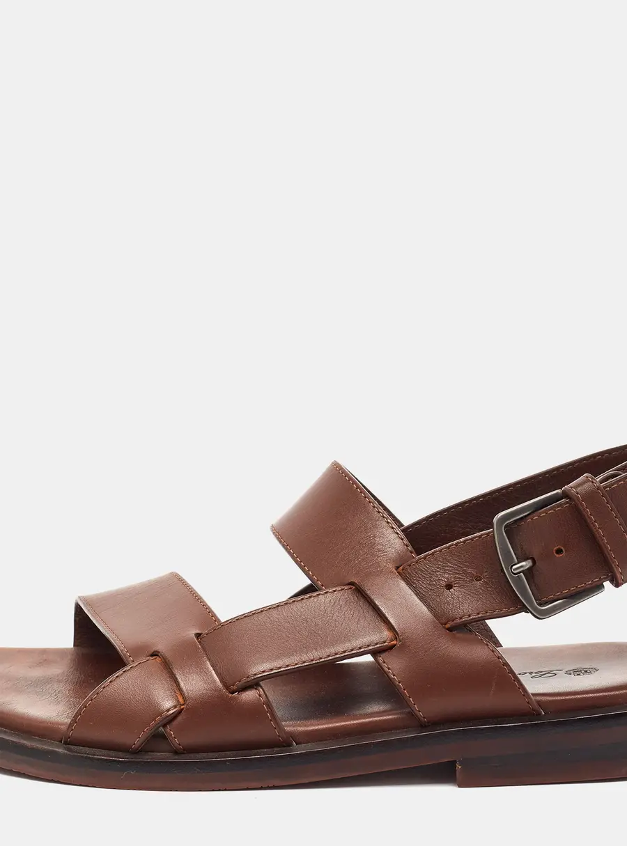 Loro Piana Size 43 Brown Leather Moorea Walk Slingback Sandals