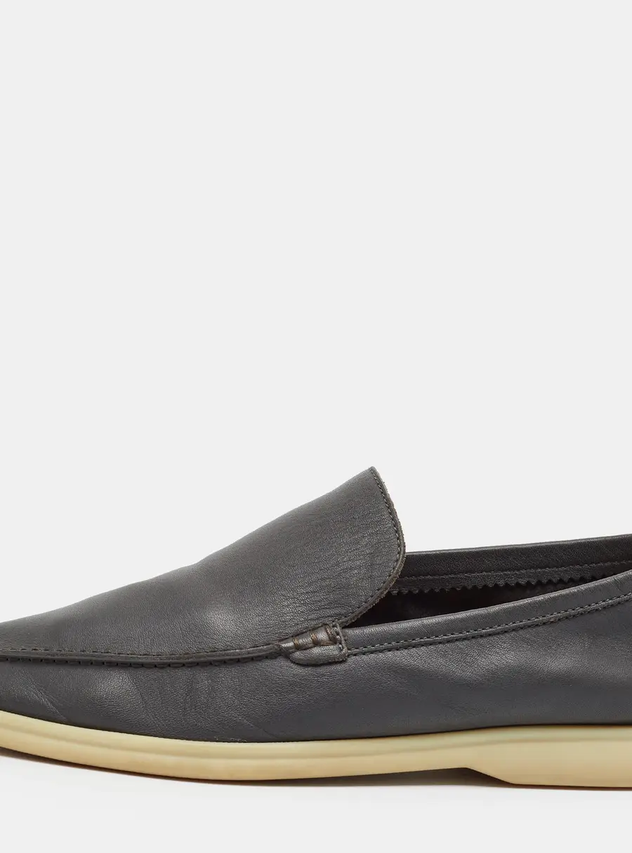 Loro Piana Summer Walk Size 43.5 Grey Leather Loafers