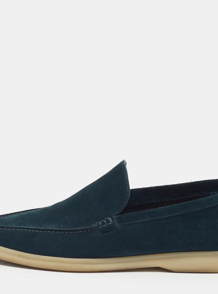 Loro Piana Summer Walk Size 40 Navy Blue Suede Loafers