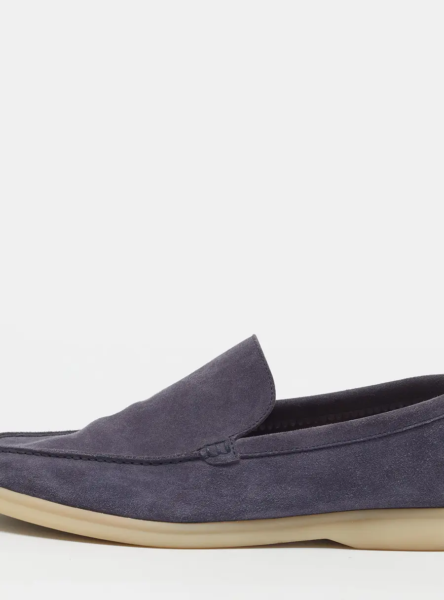 Loro Piana Summer Charms Walk Size 41 Navy Blue Suede Loafers