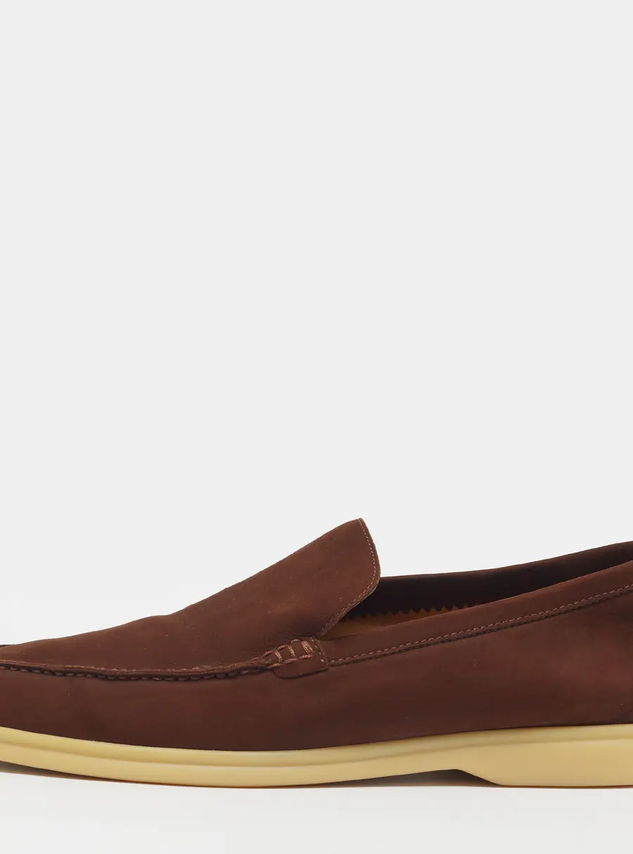 Loro Piana Summer Walk Size 41 Brown Nubuck Leather Loafers