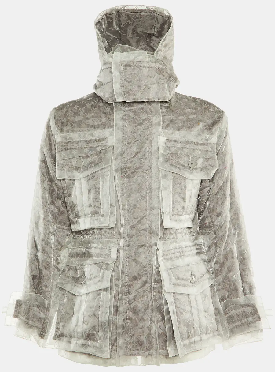 Louis Vuitton Brown & Grey Organza Layered Jacket S
