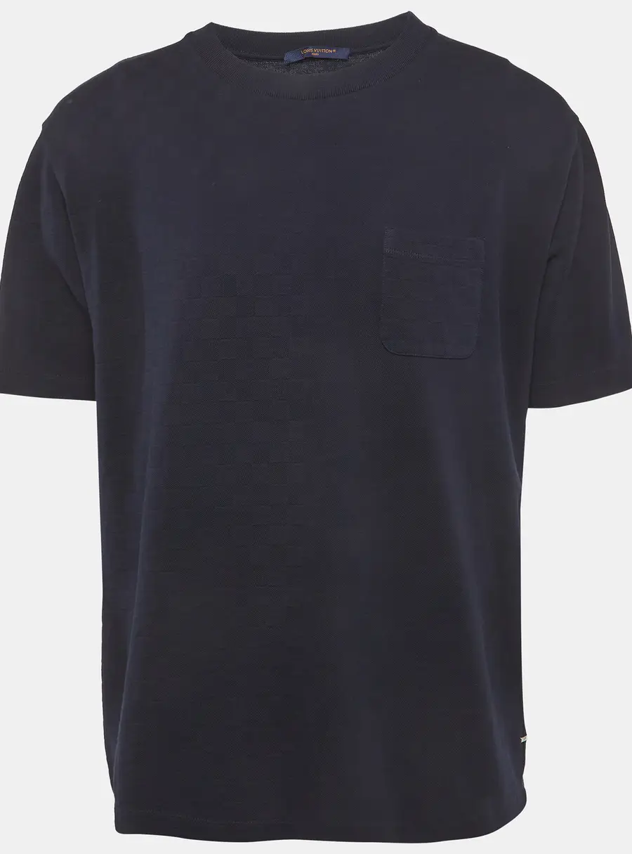 Louis Vuitton Blue Damier Pique Crew Neck T-Shirt 4L