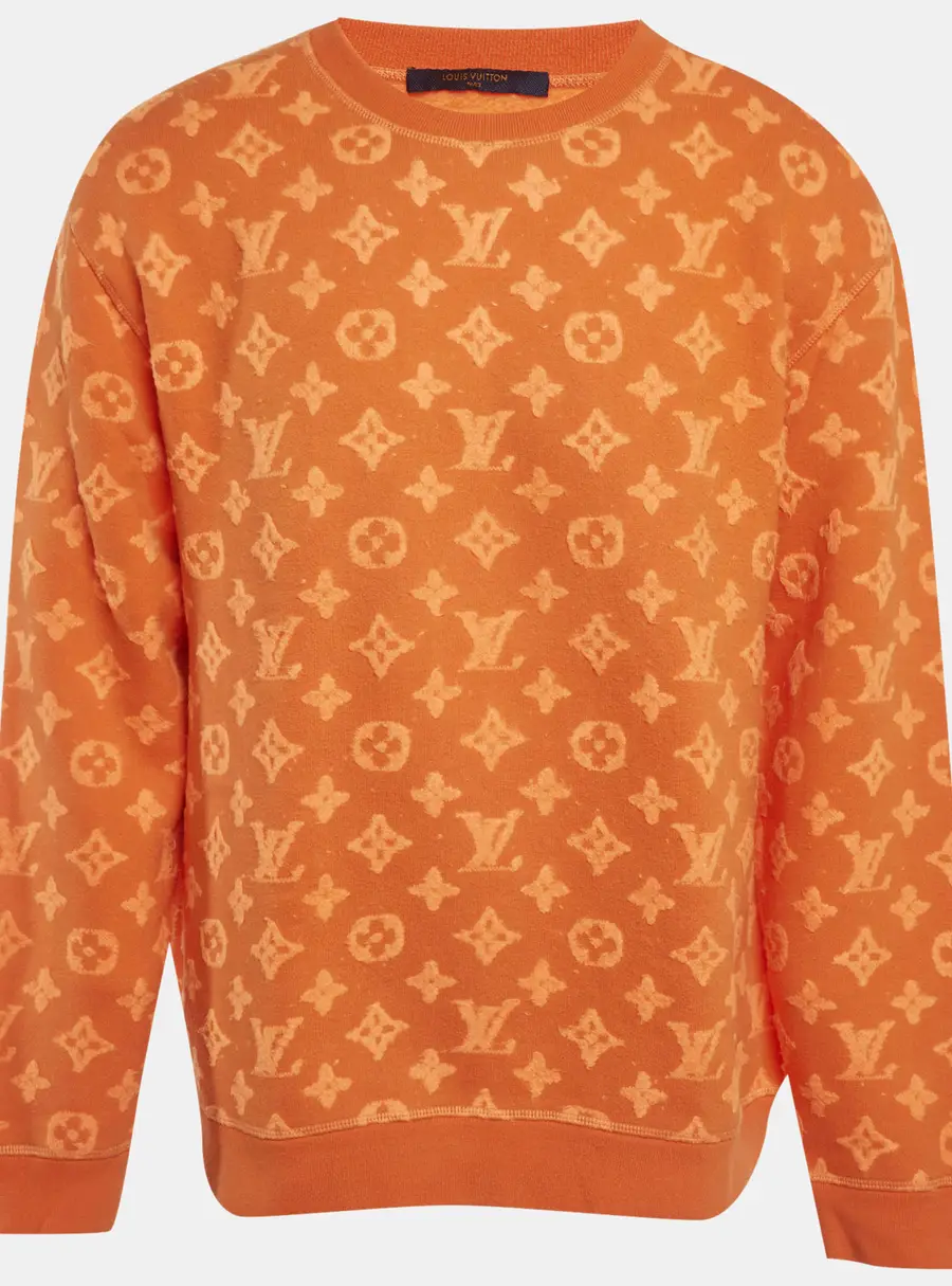 Louis Vuitton Orange Monogram Fleece Sweatshirt L