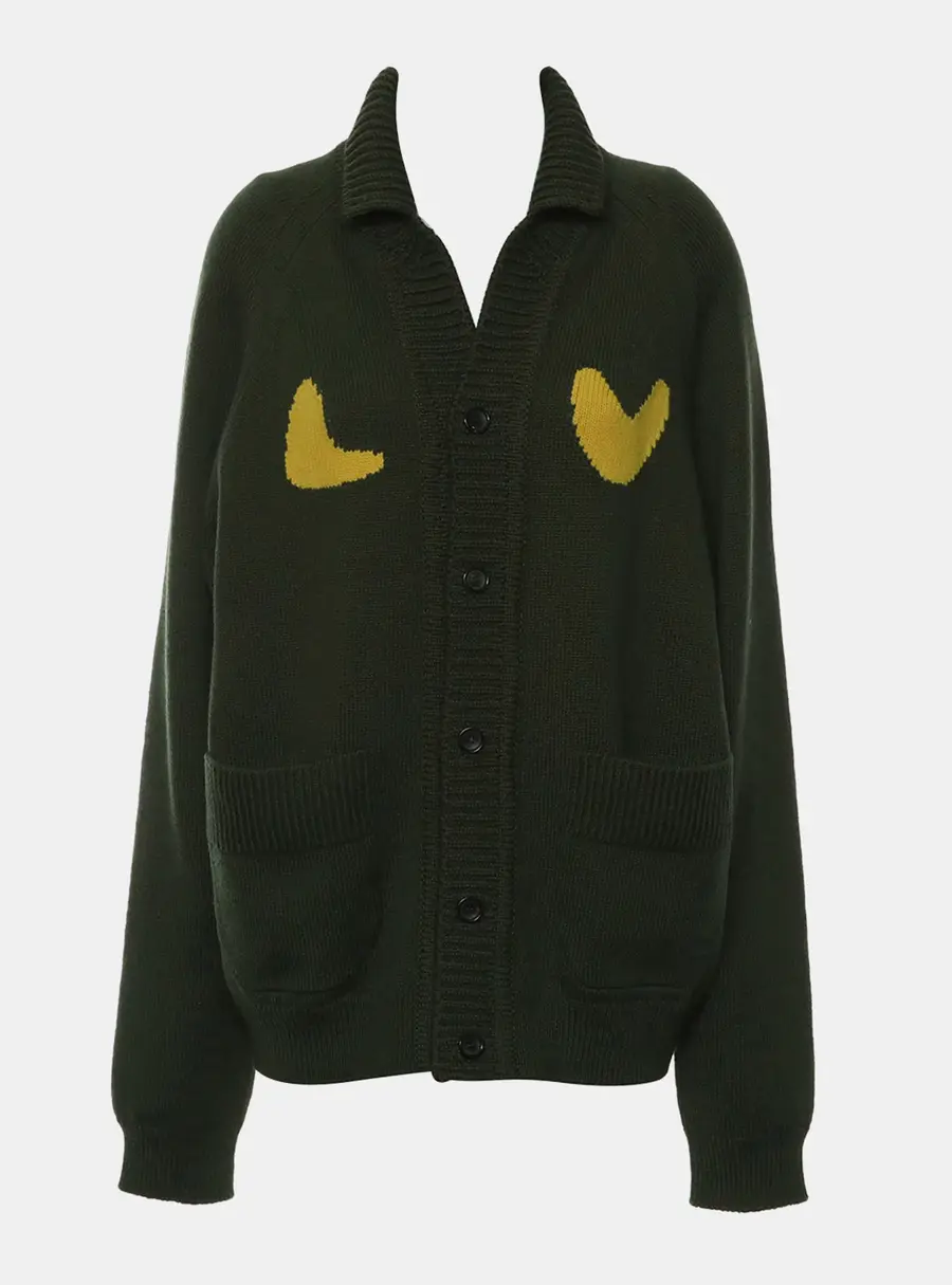 Louis Vuitton x Nigo 2022 Green Wool Knitted Button Up Cardigan
