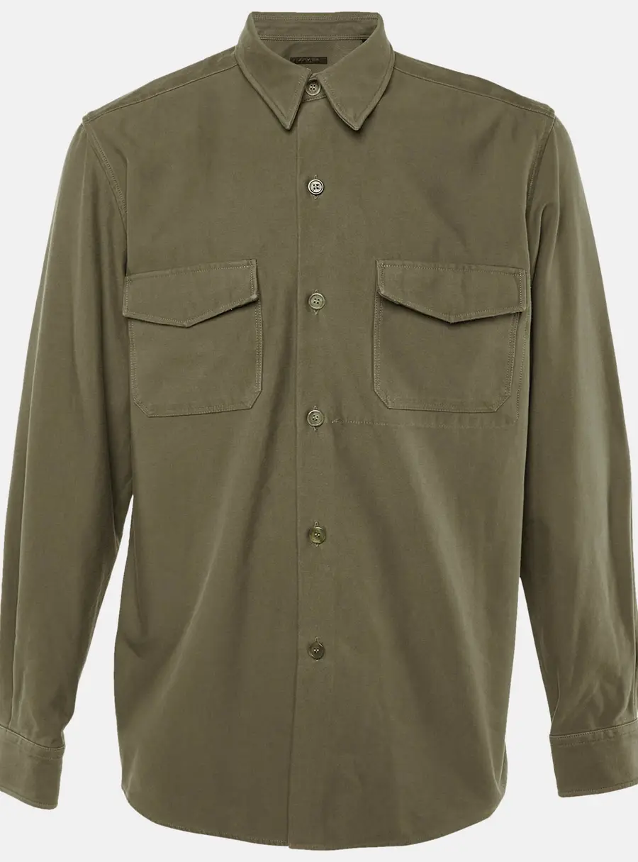 Louis Vuitton Vintage Dusty Green Cotton Button Front Overshirt M