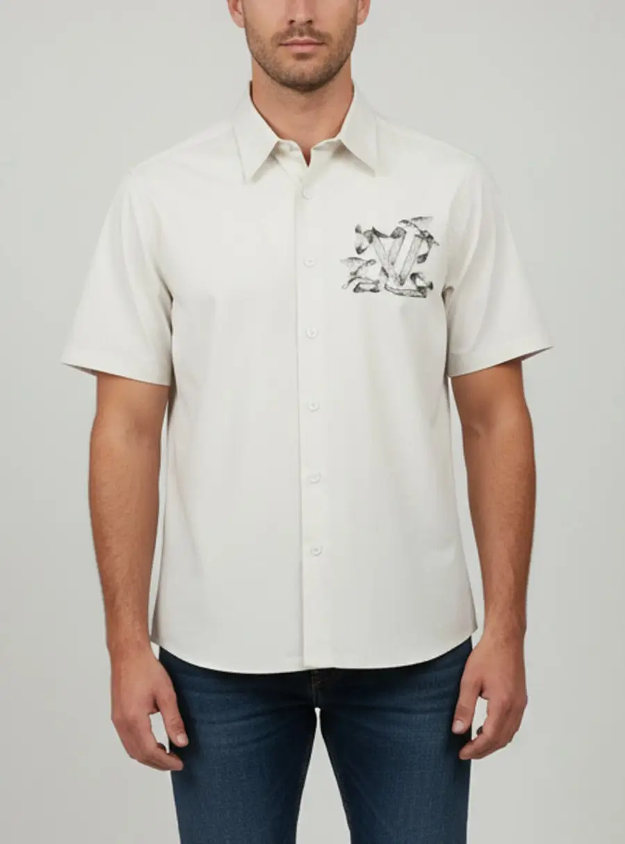 Louis Vuitton Grey Printed Cotton Short Sleeve Shirt S