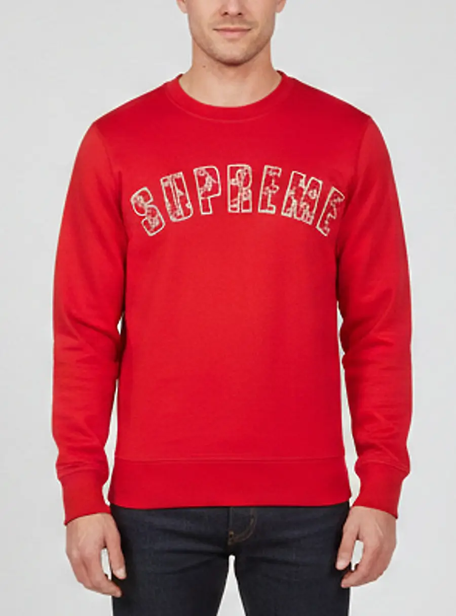 Louis Vuitton Red Supreme Arc Logo Cotton Crewneck Sweatshirt XS