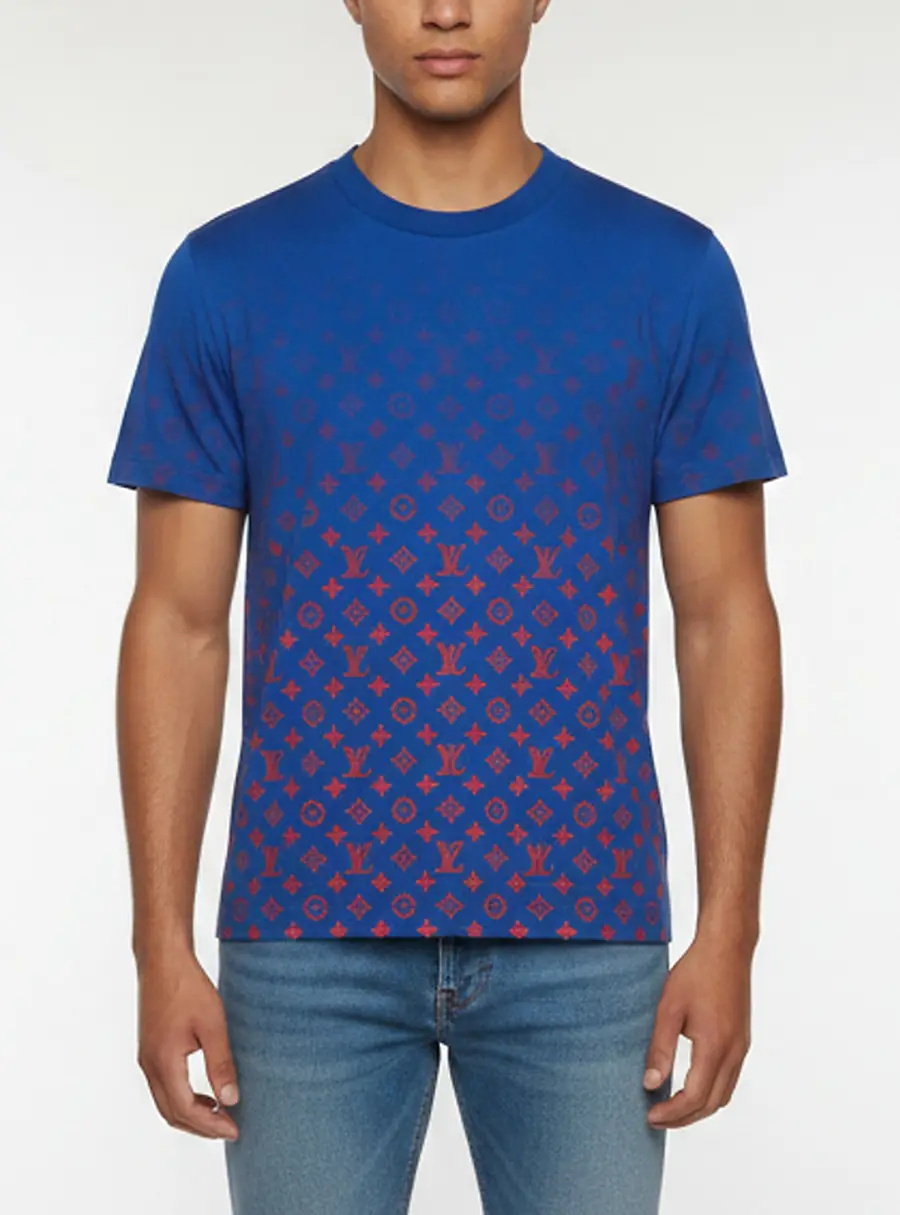 Louis Vuitton Blue/Red Gradient Monogram Jersey T-Shirt S