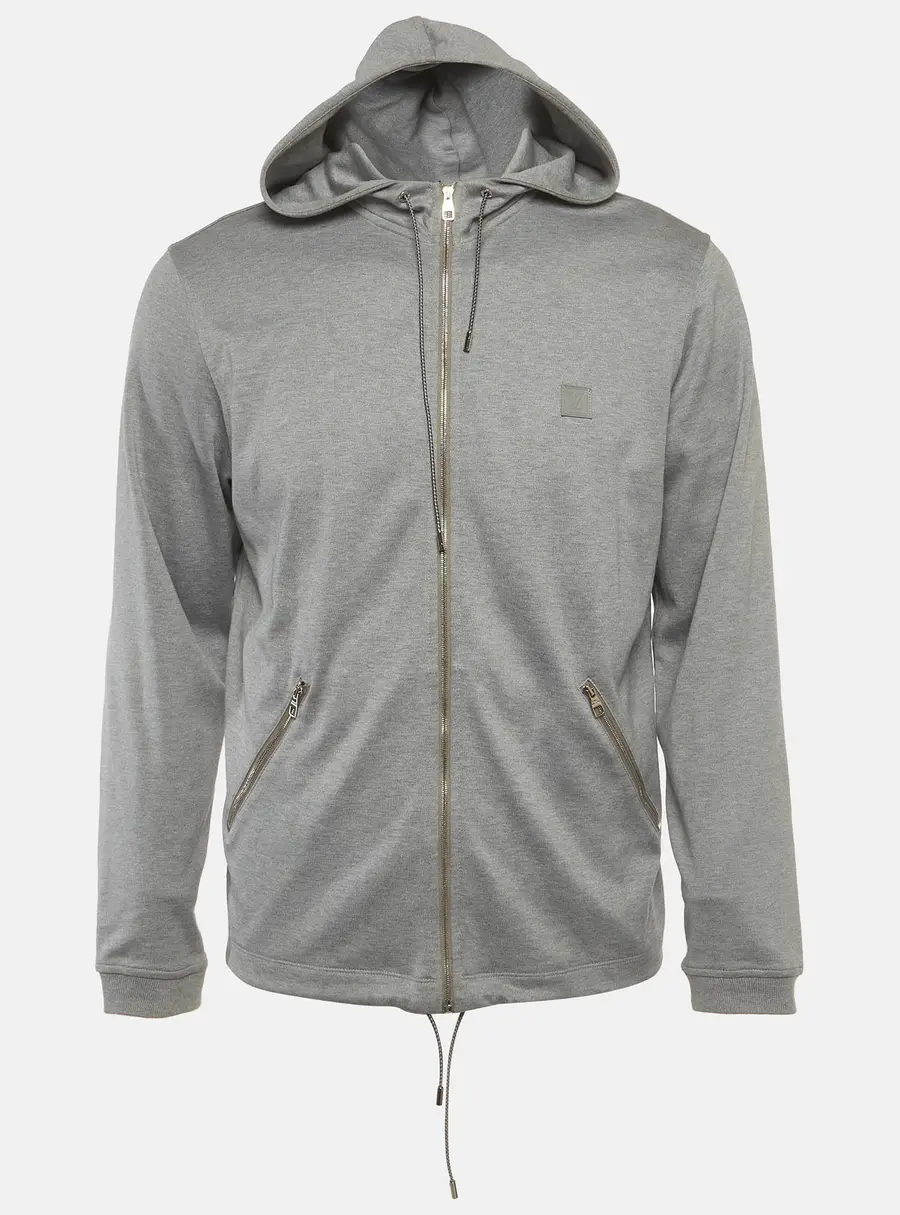 Louis Vuitton Grey Jersey Zip-Up Hoodie M