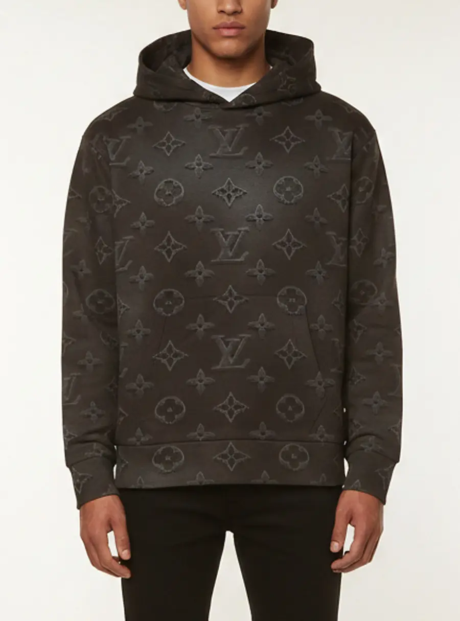 Louis Vuitton Black 3D Monogram Print Jersey Hoodie L