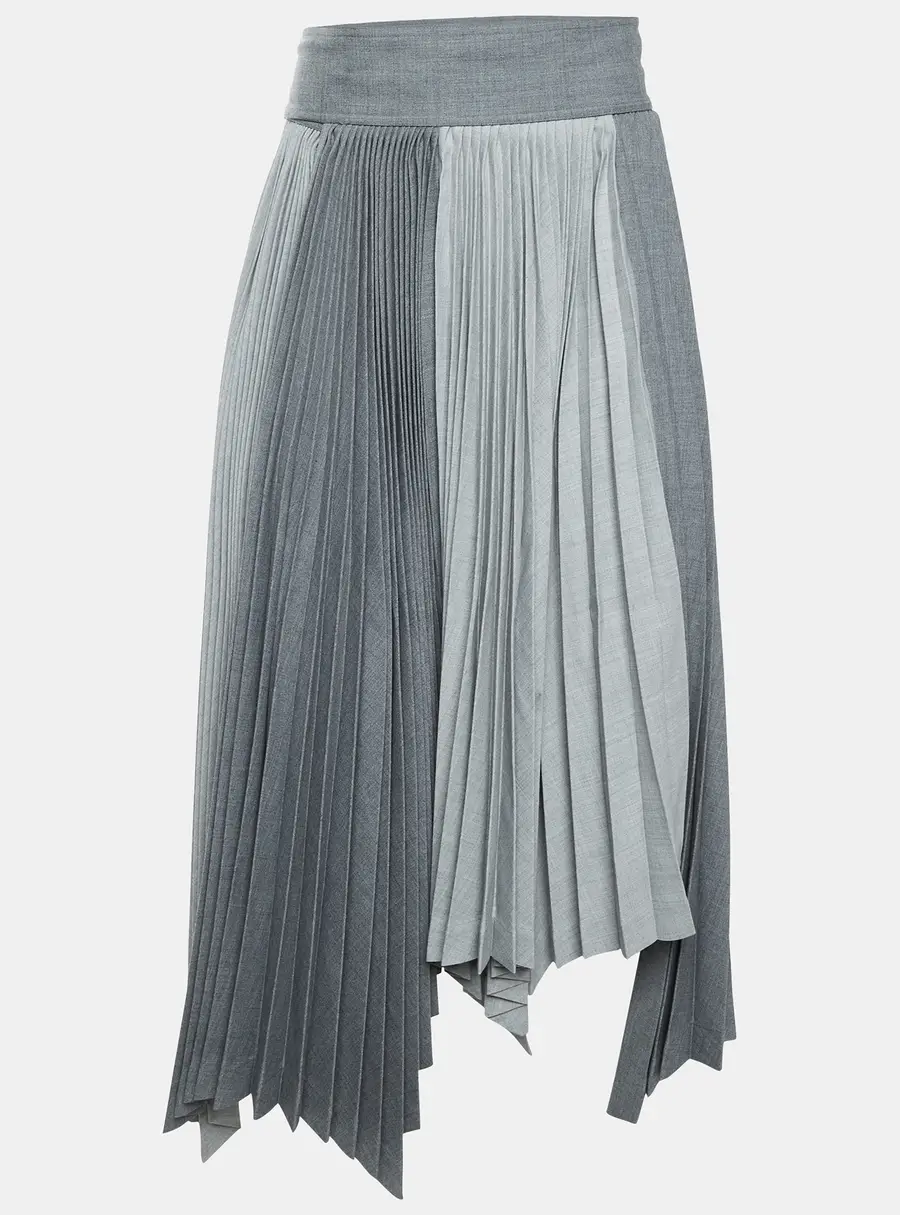 Louis Vuitton Grey Pleated Wool Blend Asymmetric Wrap Midi Skirt M
