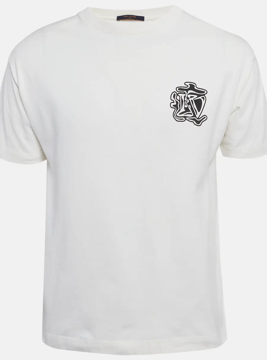 Louis Vuitton White Printed Jersey T-Shirt S
