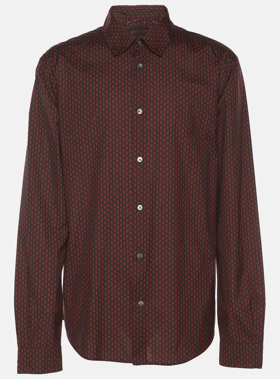 Louis Vuitton Black/Red Printed Poplin Long Sleeve Shirt XXL