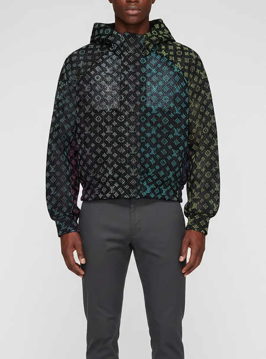 Louis Vuitton Black Monogram Mesh Amen Break Zip Up Jacket M