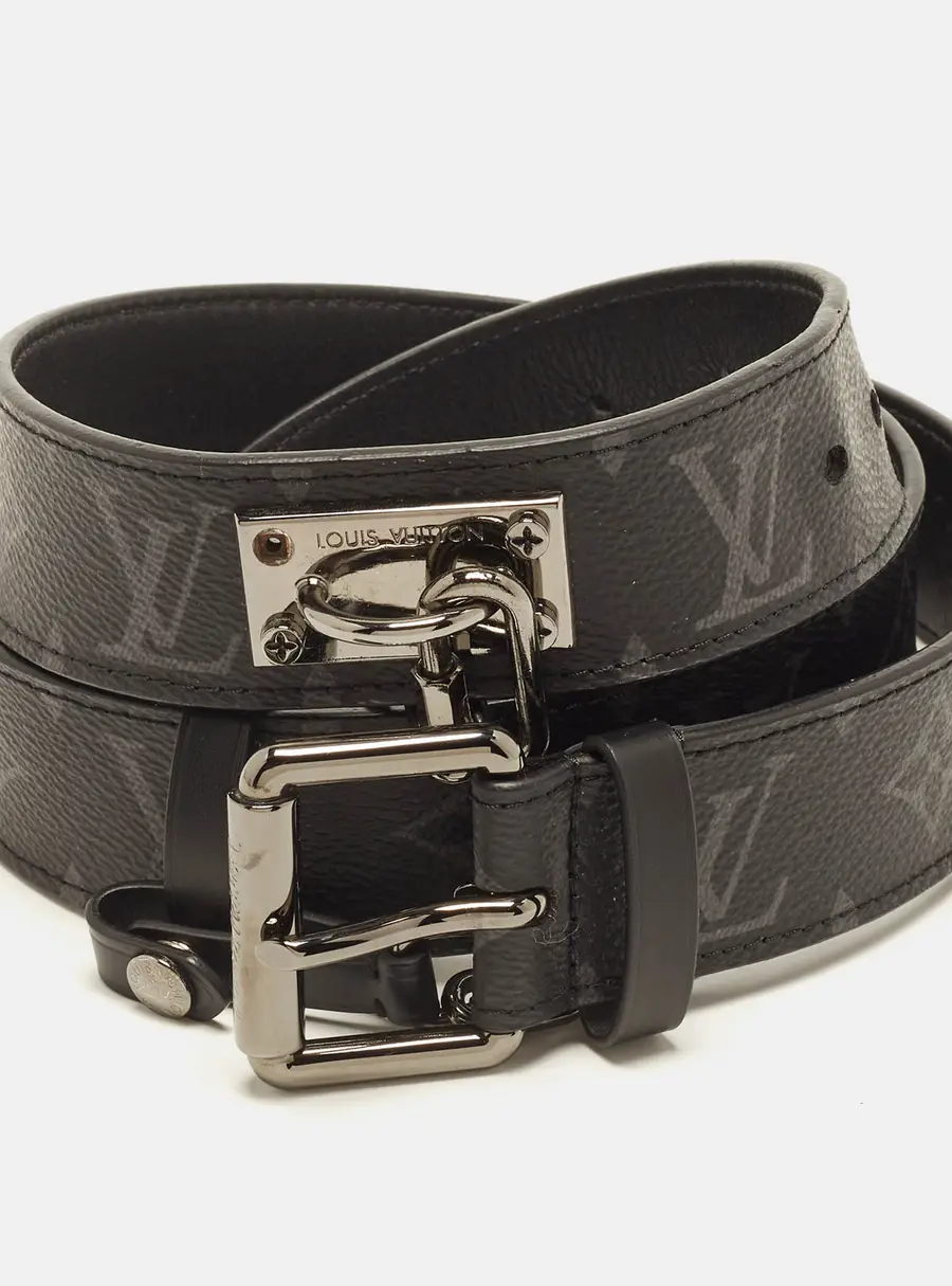 Louis Vuitton Signature Chain 100 CM Buckle Belt Monogram Eclipse Canvas