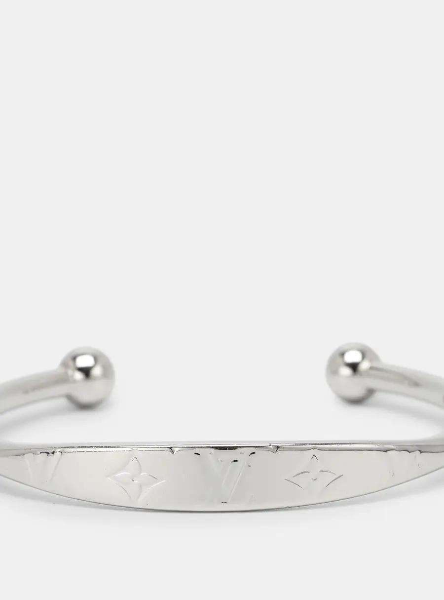 Louis Vuitton Silver Tone Monogram Jonc Cuff Bracelet