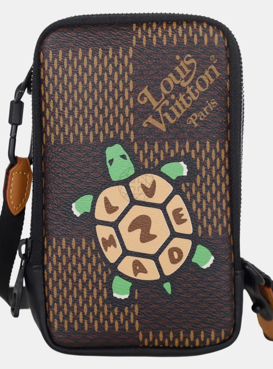Louis Vuitton Brown Coated Canvas Giant Damier Nigo Phone Pouch