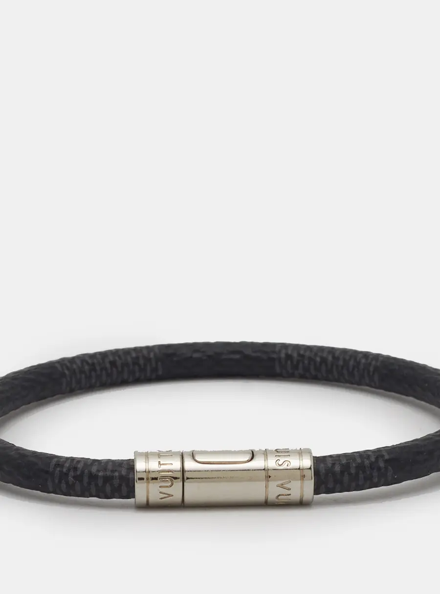 Louis Vuitton Keep It Bracelet Damier Graphite Canvas Silver Tone Bracelet