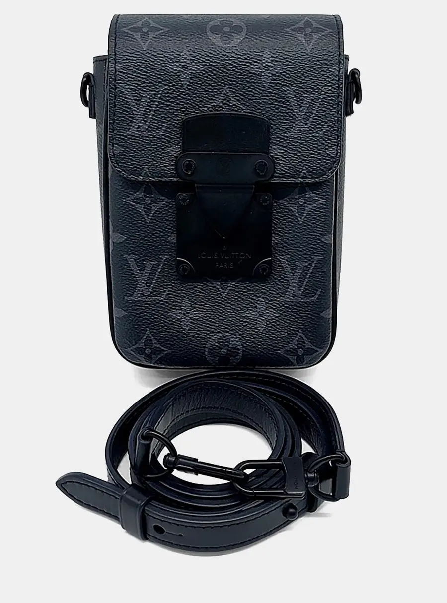 Louis Vuitton Eclipse S-Lock Vertical Wearable Wallet PM Navy Blue Monogram Coated Canvas Crossbody Bag