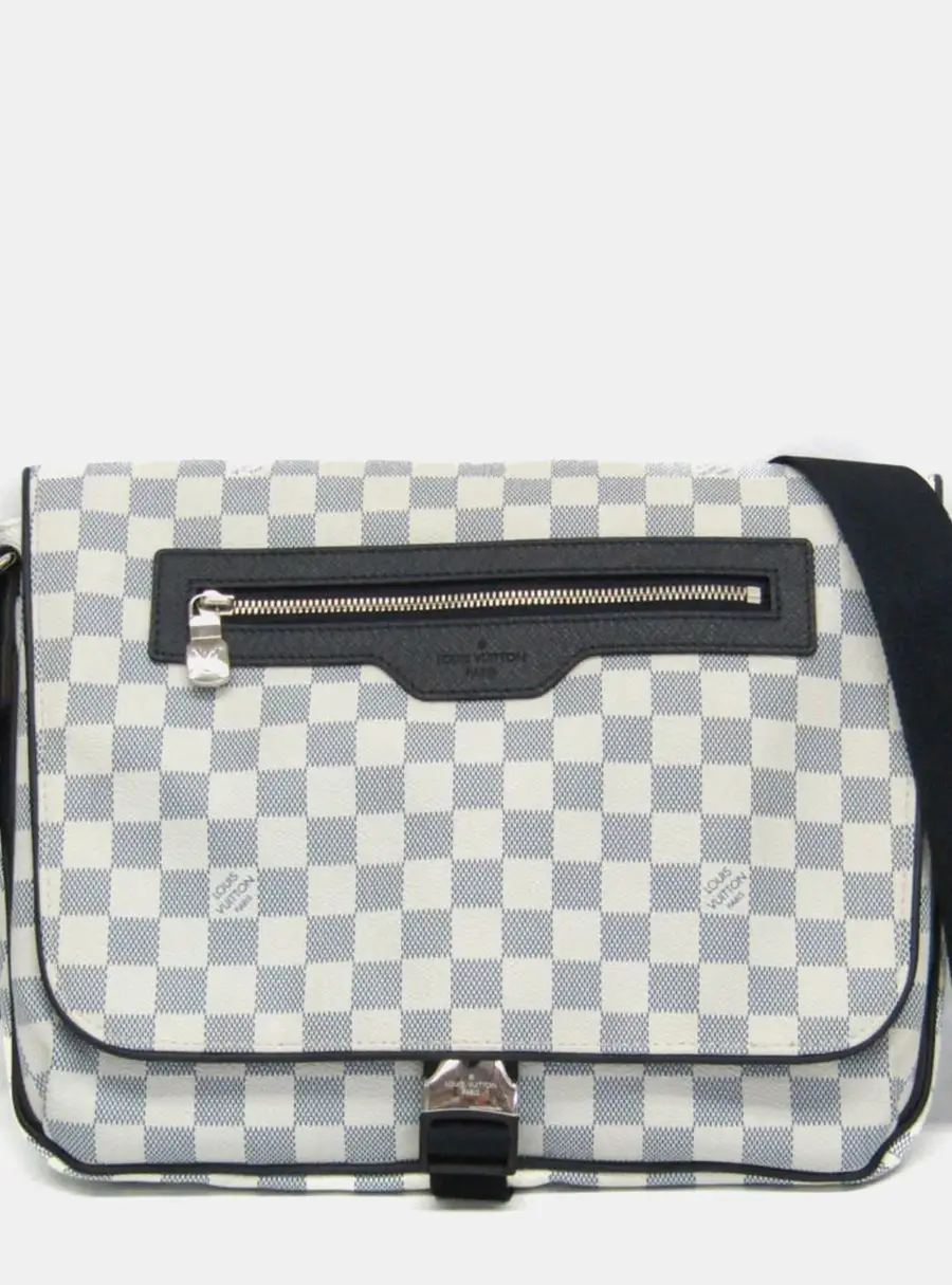 Louis Vuitton Navy/White Canvas, Leather Damier Coast Match point Messenger Shoulder Bag