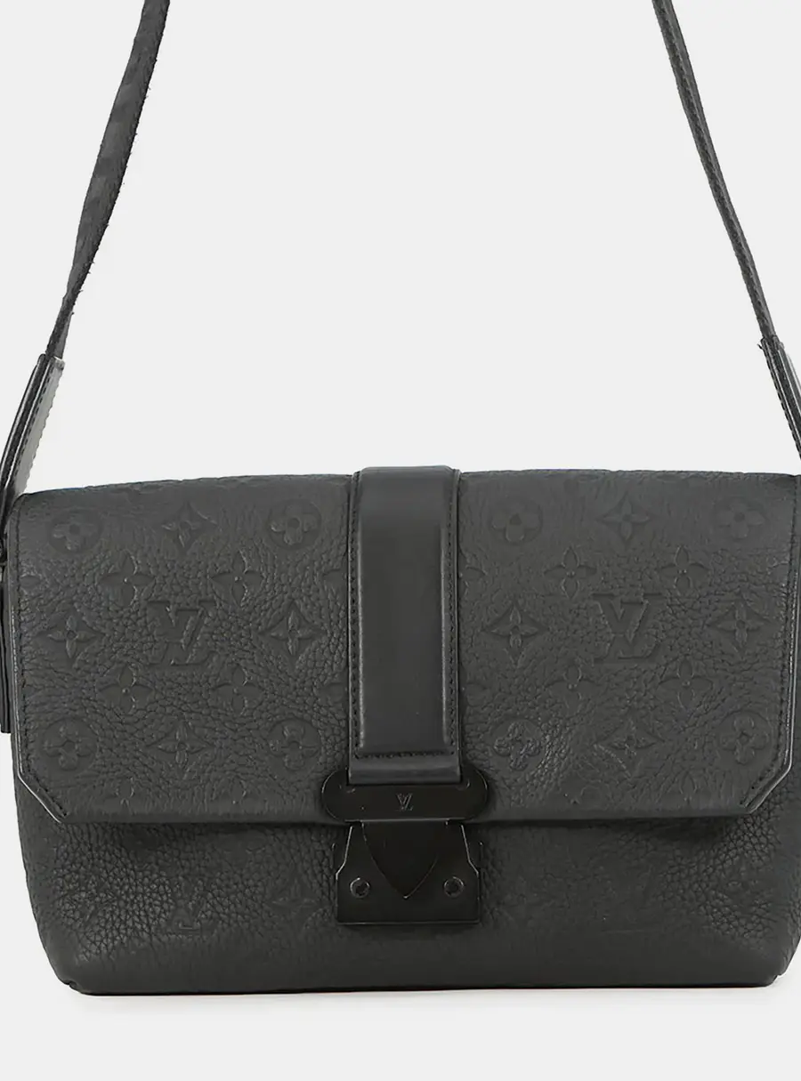 Louis Vuitton S Lock Messenger Black Monogram Taurillon Leather Crossbody Bag