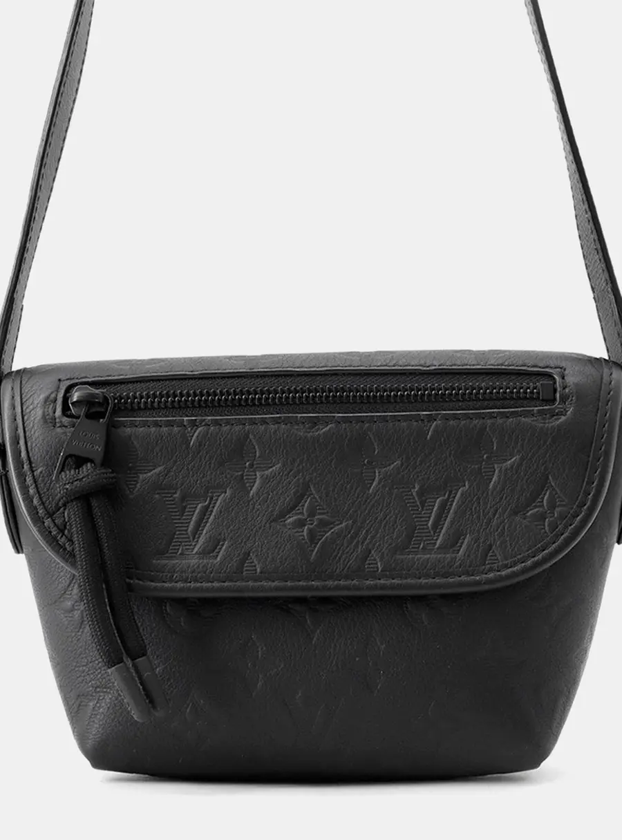 Louis Vuitton Pulse Wearable Wallet Black Monogram Shadow Embossed Cowhide Leather Crossbody Bag