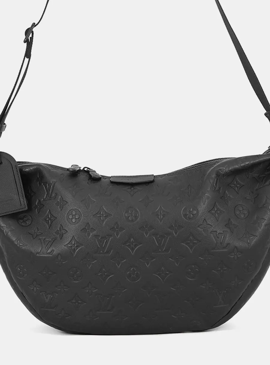 Louis Vuitton Hobo Hammock Black Monogram Shadow Calfskin Leather Shoulder Bag