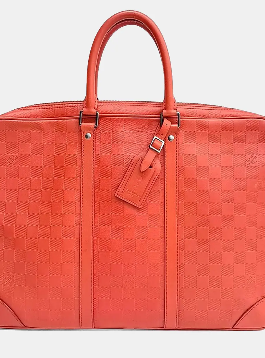 Louis Vuitton Nume N41143 Briefcase Orange Damier Infini Leather Briefcase Bag
