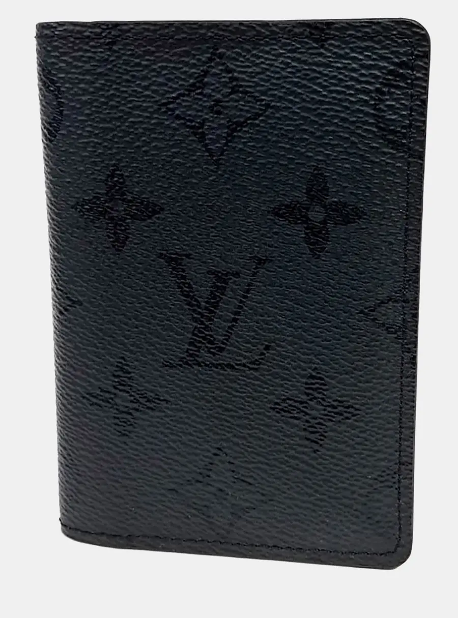 Louis Vuitton Pocket Organizer M26775 Black Monogram Canvas Wallet